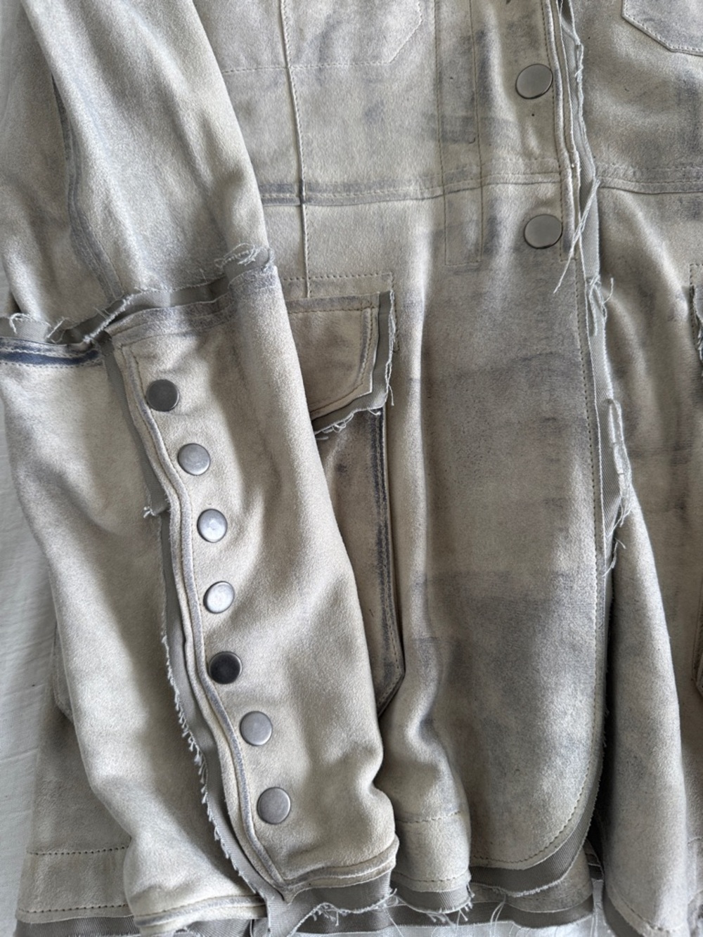 jakett New York Beige Distressed Leather Jacket for Women. Size M color chalk - Picture 3 of 7